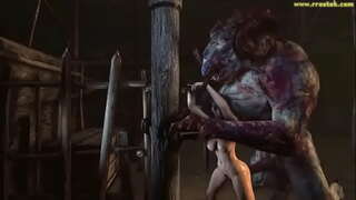 Monstre 3D rend les filles ventre renflement